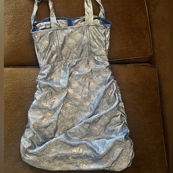 Lioness Silver Ruched Tie Front Mini Dress - Picture 4 of 6